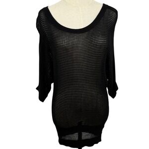 Retro Oversized XS Open Knit Dolman Sleeve Sweater Mesh Scoop Neck Goth Grunge